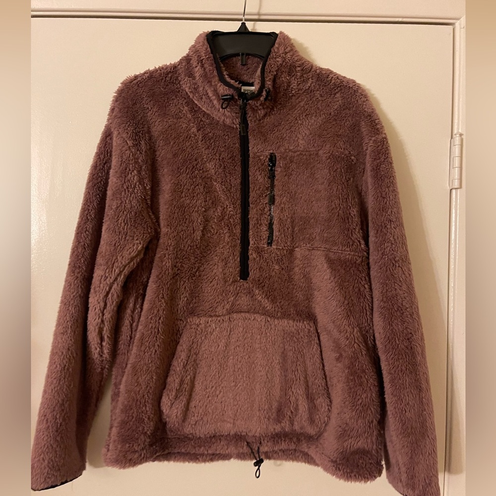 PINK Teddy (Fleece) Pullover with Half Zipper